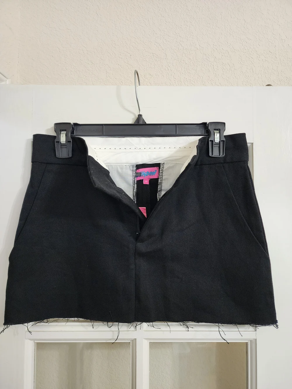 NWT Edikted XS Black Cotton Micro Mini Skirt Raw Hem Y2K Inspo Coquette